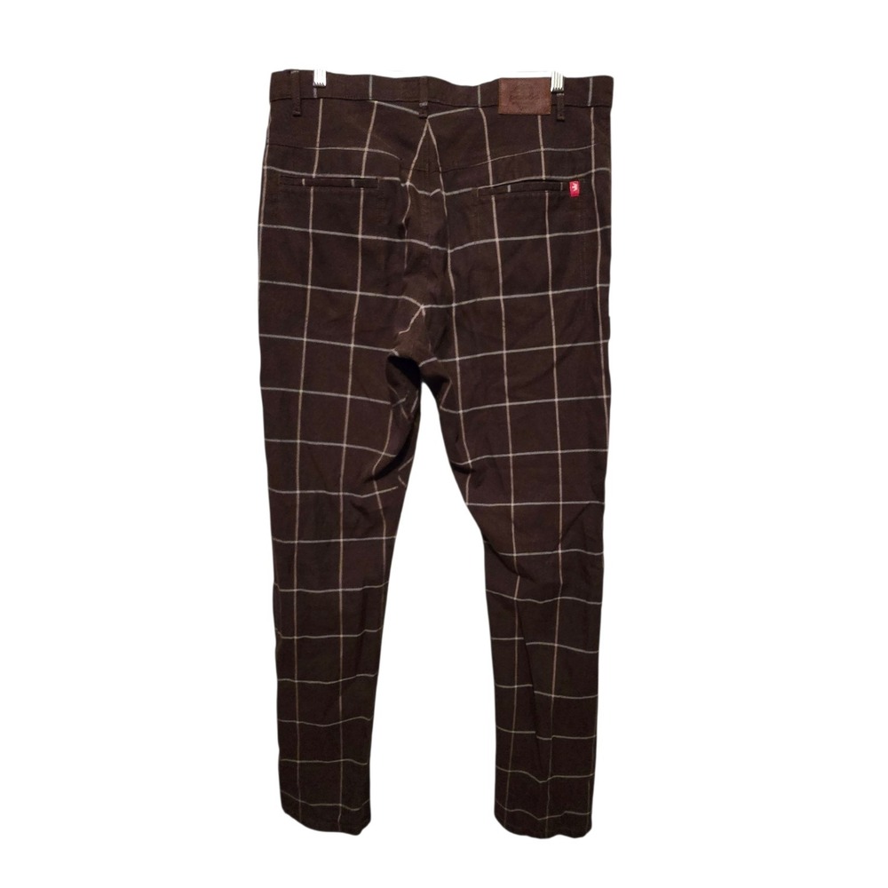 Retro PANDO Tartan Plaid Pants Mens 34x32 Brown Streetwear Grunge Academia Prep